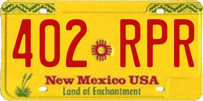 NM license plate 402RPR