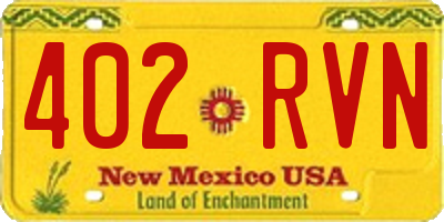 NM license plate 402RVN