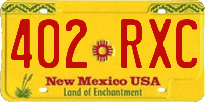 NM license plate 402RXC