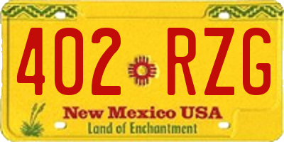 NM license plate 402RZG