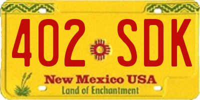 NM license plate 402SDK