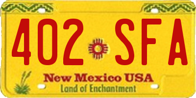NM license plate 402SFA