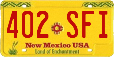 NM license plate 402SFI