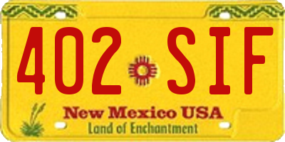 NM license plate 402SIF