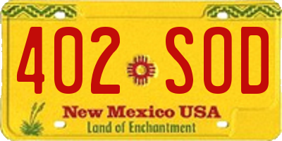 NM license plate 402SOD