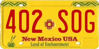 NM license plate 402SOG