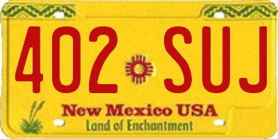 NM license plate 402SUJ