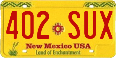 NM license plate 402SUX