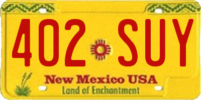 NM license plate 402SUY