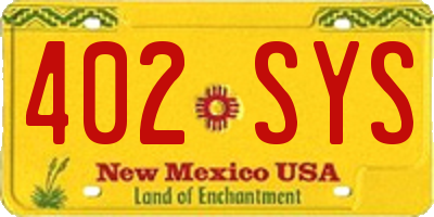 NM license plate 402SYS