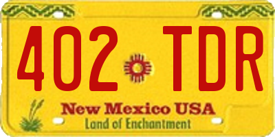NM license plate 402TDR