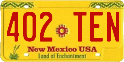 NM license plate 402TEN