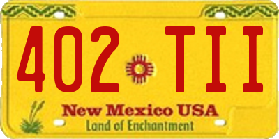 NM license plate 402TII