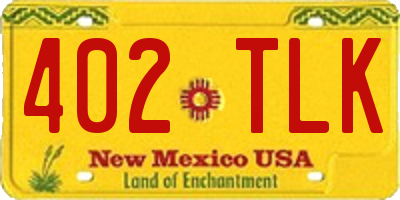 NM license plate 402TLK