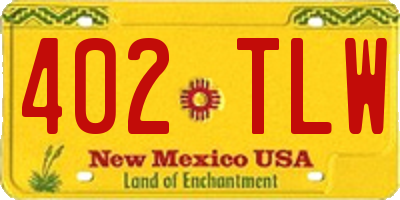 NM license plate 402TLW
