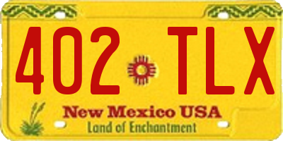 NM license plate 402TLX