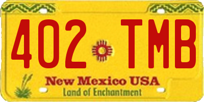 NM license plate 402TMB