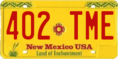 NM license plate 402TME