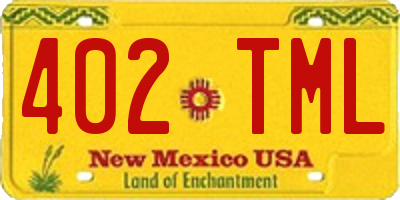 NM license plate 402TML