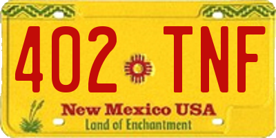 NM license plate 402TNF
