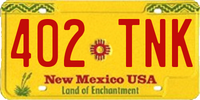NM license plate 402TNK