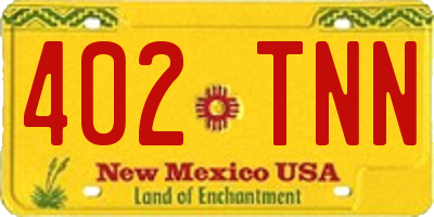NM license plate 402TNN