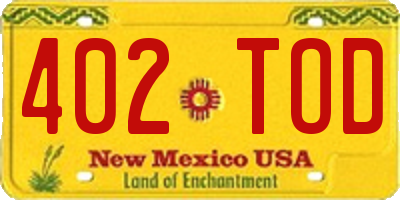 NM license plate 402TOD