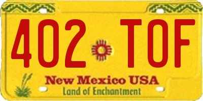 NM license plate 402TOF
