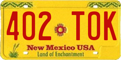 NM license plate 402TOK