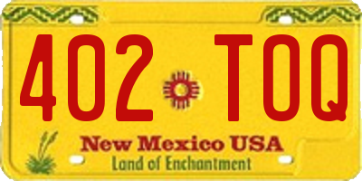 NM license plate 402TOQ
