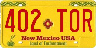NM license plate 402TOR