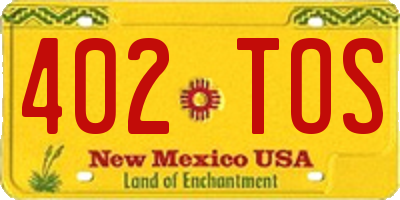 NM license plate 402TOS