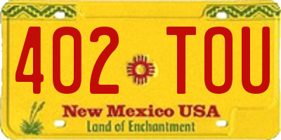 NM license plate 402TOU