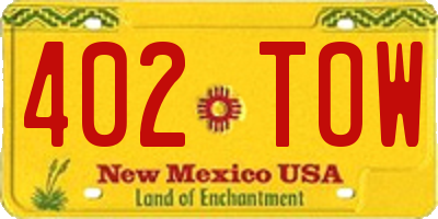 NM license plate 402TOW