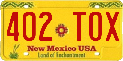 NM license plate 402TOX