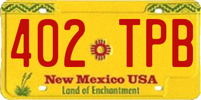 NM license plate 402TPB