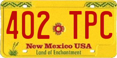 NM license plate 402TPC