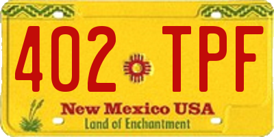 NM license plate 402TPF