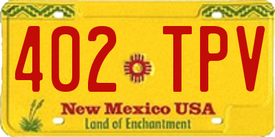 NM license plate 402TPV