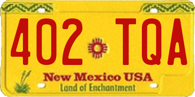 NM license plate 402TQA