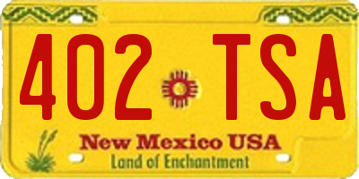NM license plate 402TSA