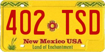 NM license plate 402TSD