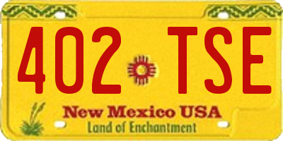 NM license plate 402TSE