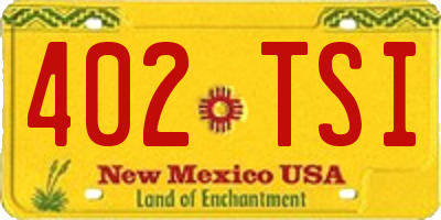 NM license plate 402TSI