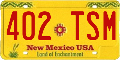 NM license plate 402TSM