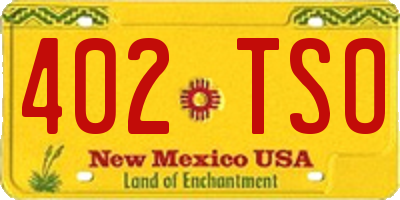 NM license plate 402TSO