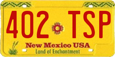 NM license plate 402TSP