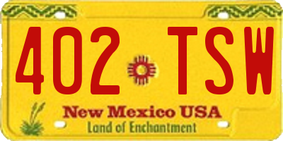 NM license plate 402TSW