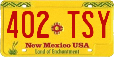 NM license plate 402TSY