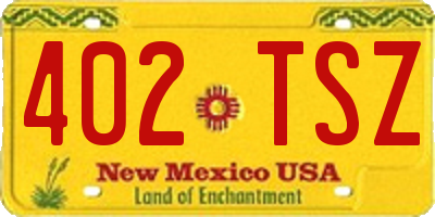 NM license plate 402TSZ